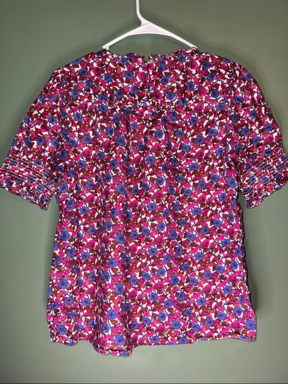 J. Crew 100% Linen Vibrant Floral Puff Sleeve Cottagecore Blouse Small - Picture 5 of 9
